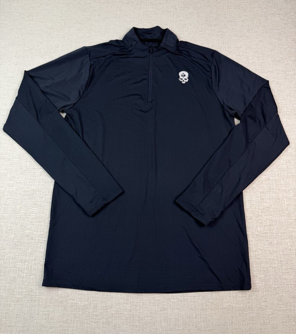 Zero Foxtrot Men’s Medium Navy 1/4 Zip Pullover Skull Tactical Performance Shirt